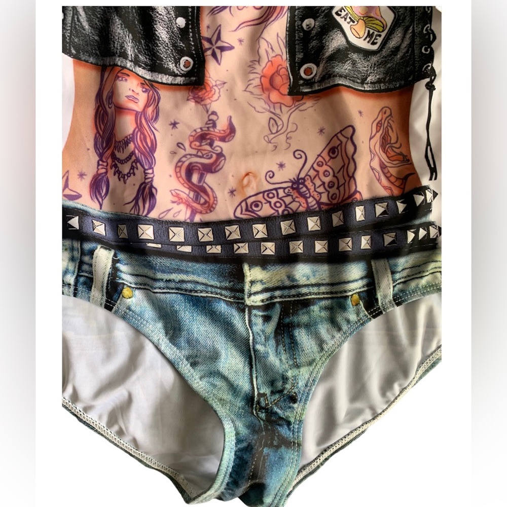 Tattoo body one piece swimsuit